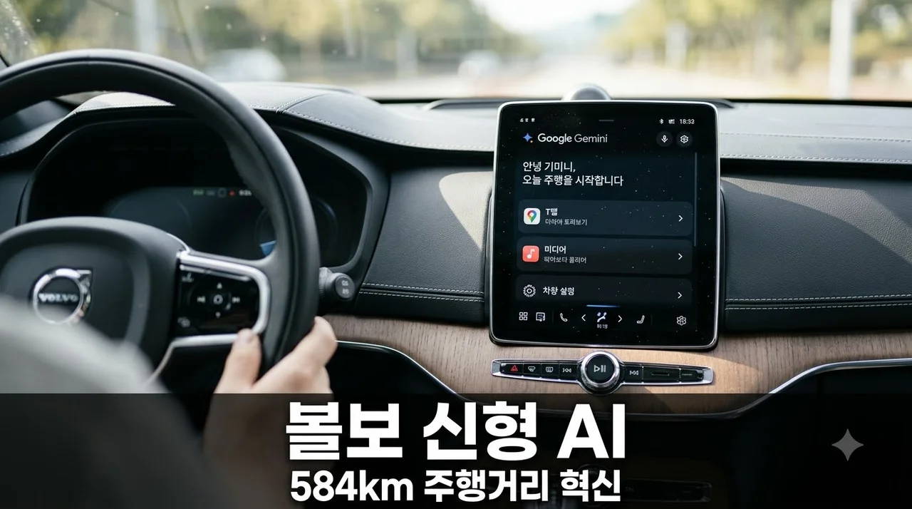 볼보 신형 구글 AI 탑재! 584km 주행거리와 제미나이의 혁명적 변화